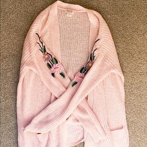 Mossimo pink embroidered cardigan